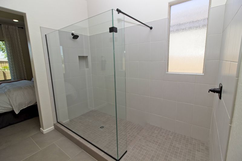 Corner Walk-in Shower with Large Tiles