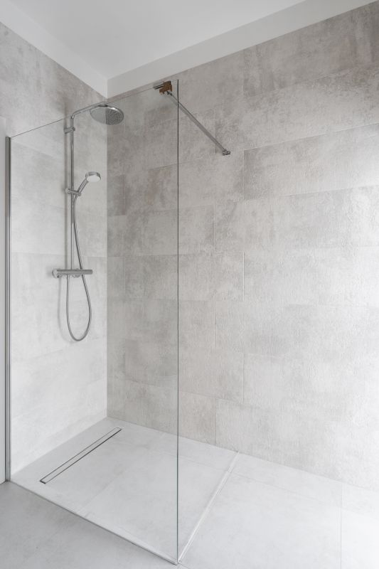 Glass Panel Shower with Rain Shower Head